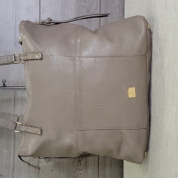 Kooba Taupe Leather Tote Shoulder Bag Handbag Purse - Picture 4 of 14